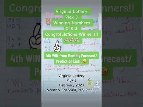 Virginia Lottery Pick 3 Monthly Forecast Winning Numbers 0-8-3! Congratulations Winners! 🤑💰💸