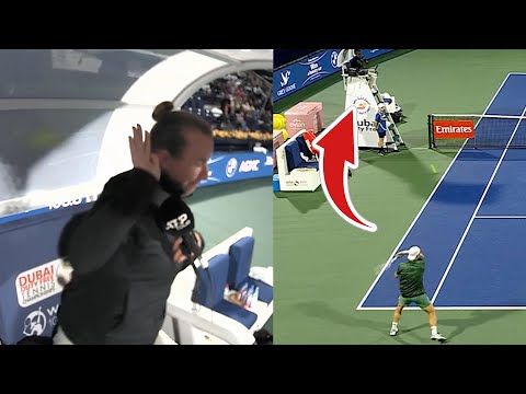 Tallon Griekspoor Almost Knocked Out The Umpire With A Ball vs Ugo Humbert - Dubai Tennis Tour