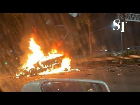 Accident involving a car along the Pan-Island Expressway